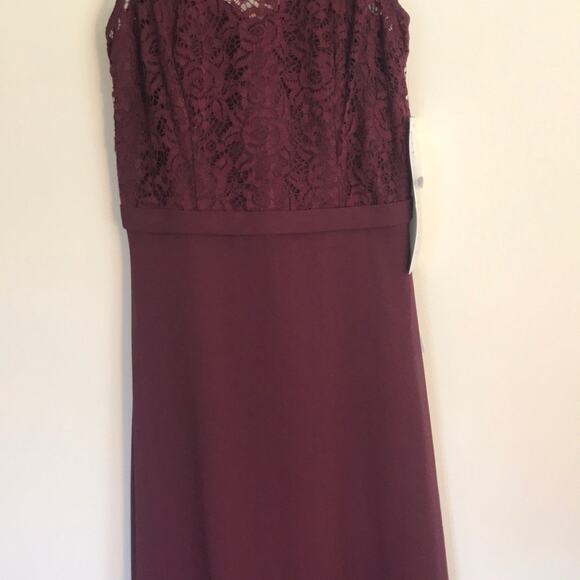 Bill Levkoff Bridesmaid Gown Dress #7027 Lace Chiffon Wine Size 2 New with tags - Picture 4 of 10